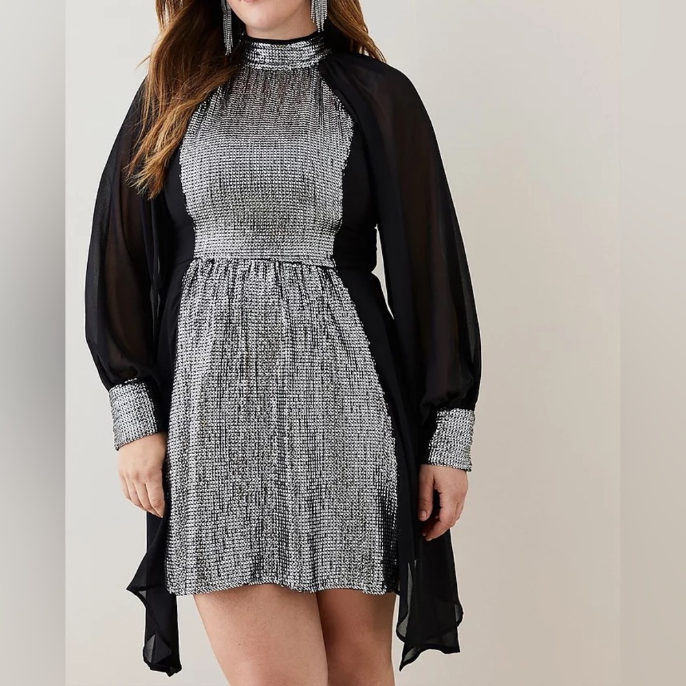 Karen Millen Sequin Georgette Mini Dress